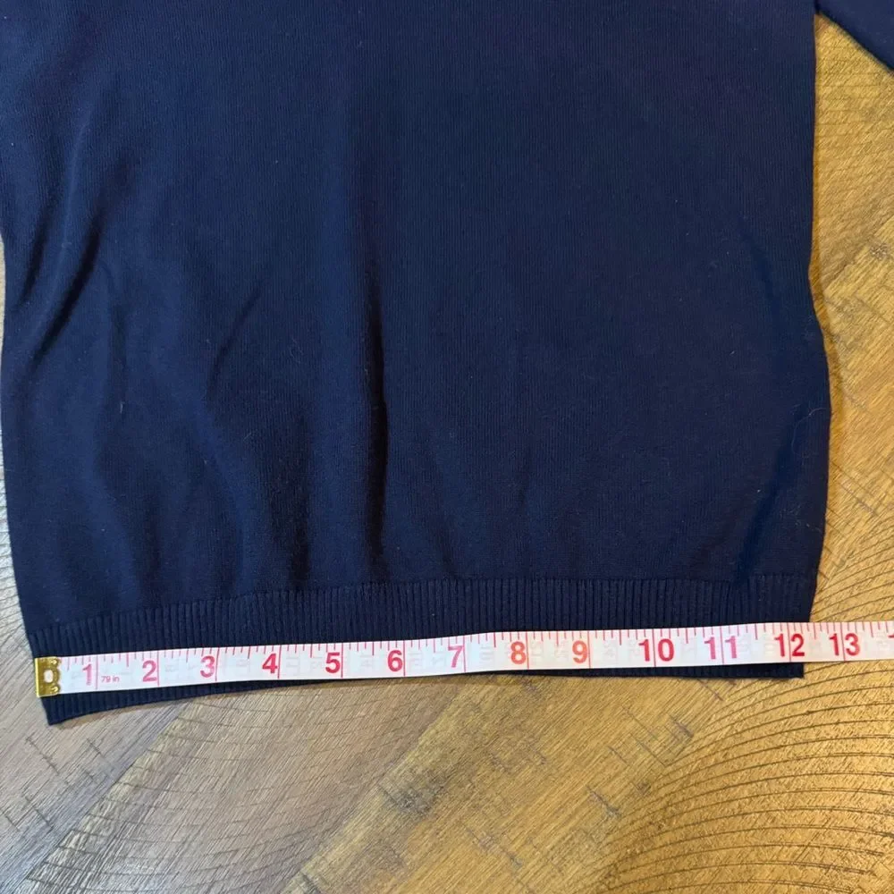 A/X Armani Exchange Women’s V-Neck Sweater in Navy with Pink and Blue Accents